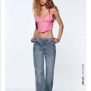 New Zara Pink Texture Corset Top